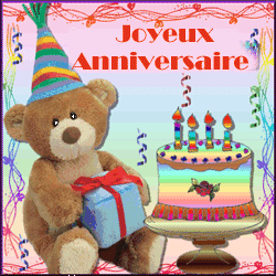 Gif animé joyeux anniversaire ourson